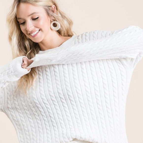 Cable Knit Soft Chenille Lounge Set IVORY - Picture 4 of 14